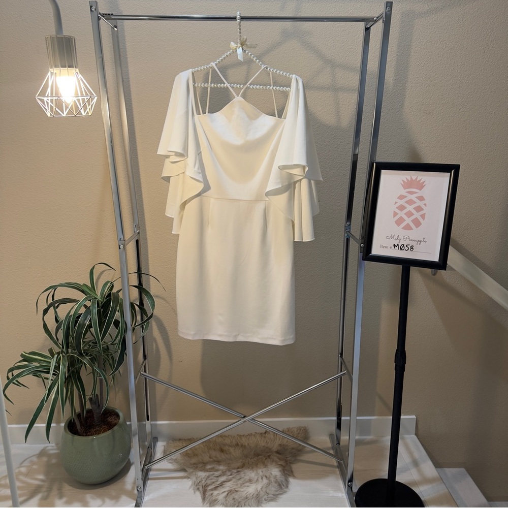NWT Alexia Admor little white dress oversized sleeves to sleeveless halter strap